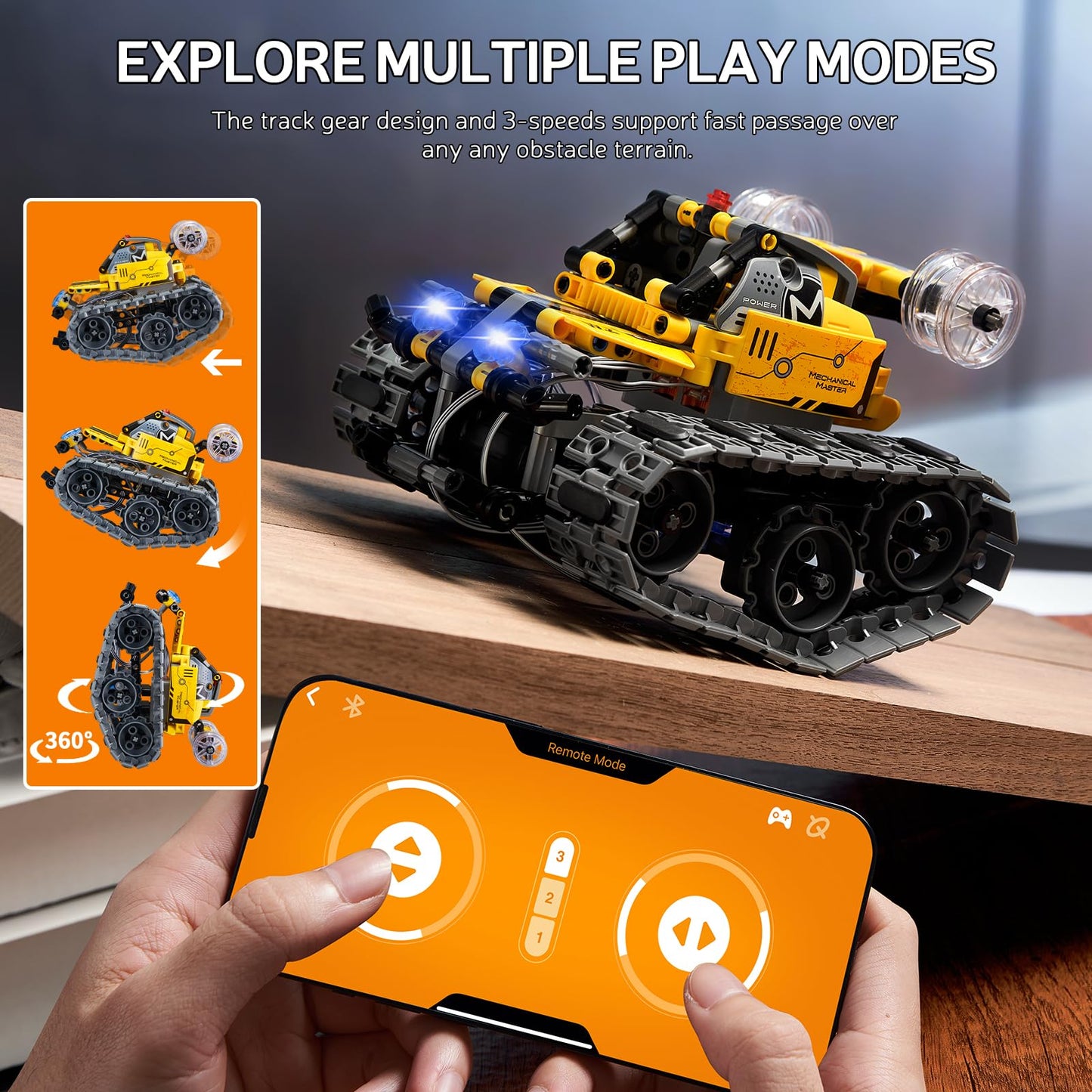 AoHu STEM Robot Building Toys, 4in1 Remote & APP-Controlled Wall Robot/Stunt Car/Triangle Robot Toys Set, Creative Gifts for Boy