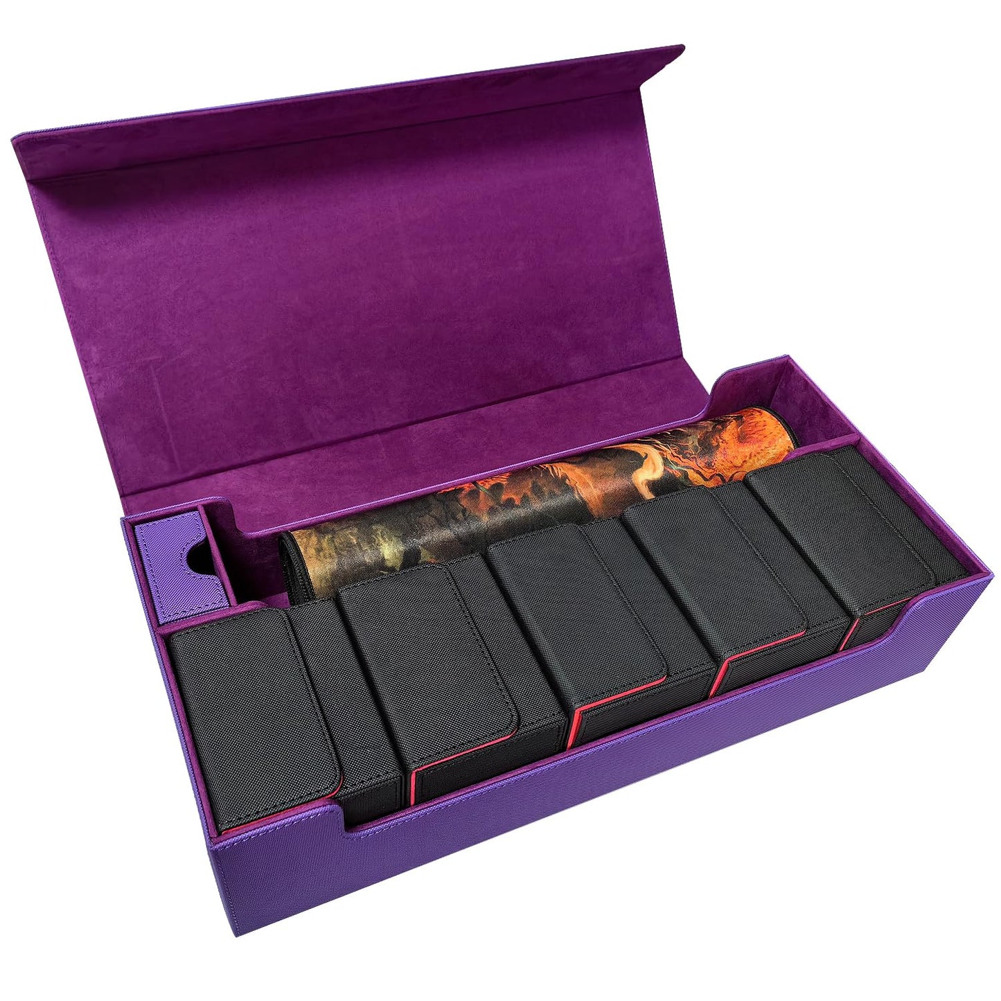 Scimi Premium Trading Card Storage Case Tcg Deck Box Holds 800+ Sleeved Cards For Mtg, Yugioh, Uno, Sport With Strong Magnet Closure (Purple)