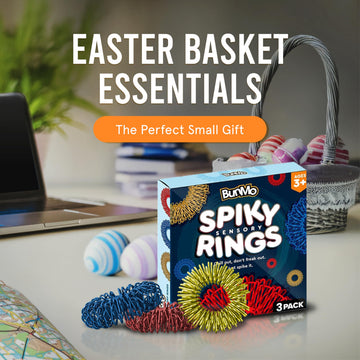 Bunmo Easter Basket Stuffers For Adults - Spiky Sensory Fidget Rings For Adults & Teens - 9-Pack Fidgets In Vibrant Colors - Eas