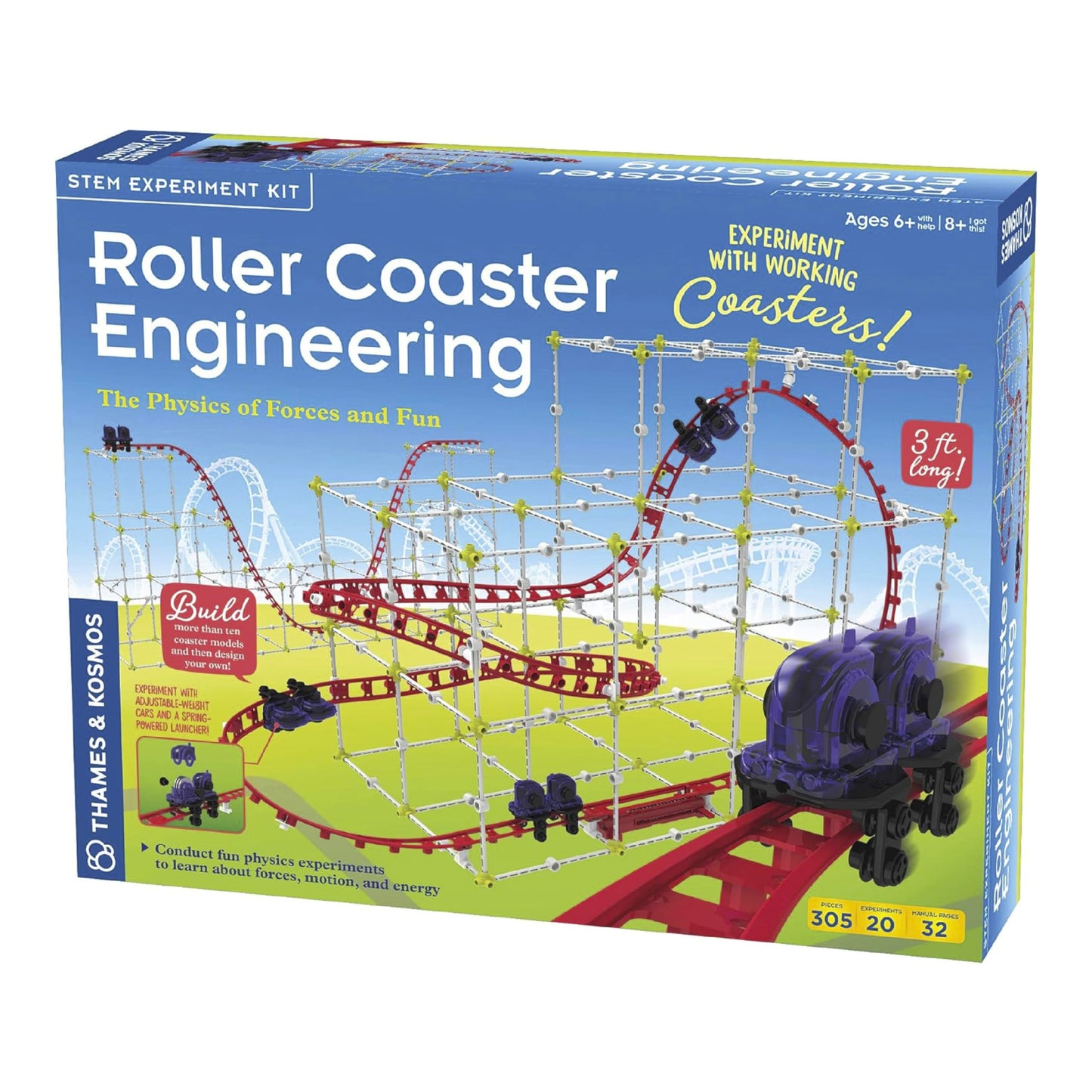 Thames & Kosmos Roller Coaster Engineering STEM Kit | Design, Build, Experiment w/ Working Roller Coaster Models | Explore Physics, Forces, Motion, Energy, Velocity & More | Solve Building Challenges -Like New
