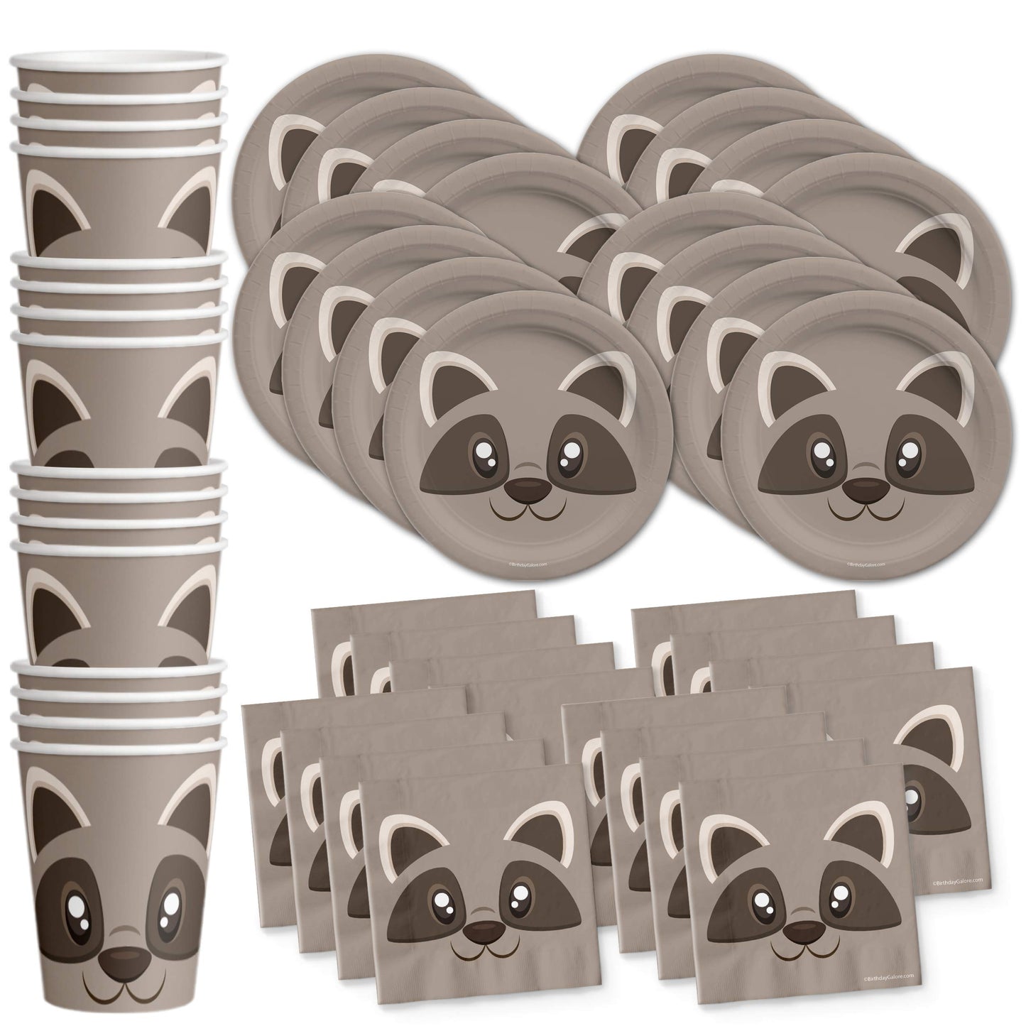 Raccoon Birthday Party Supplies Set Plates Napkins Cups Tableware Kit For 16