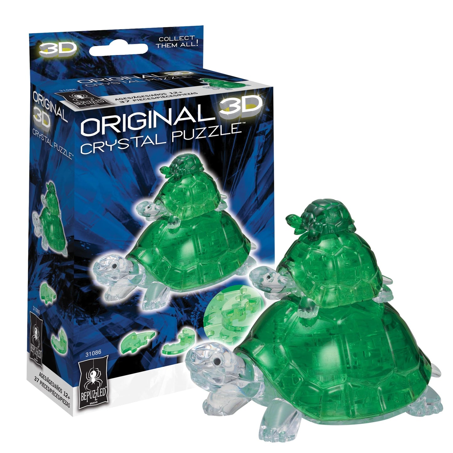 Bepuzzled | Turtles Original 3D Crystal Puzzle, Ages 12 And Up, Green