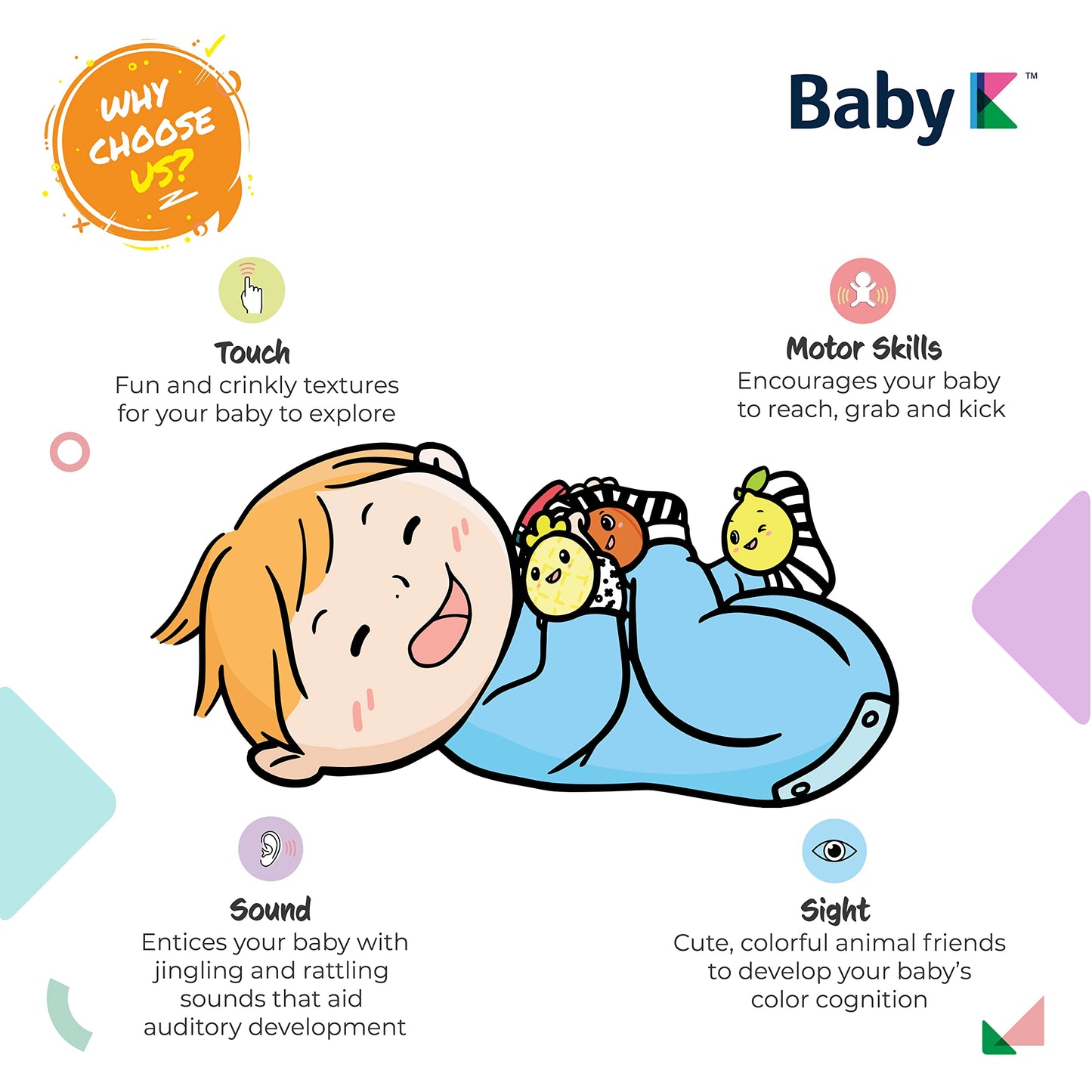 Baby K Baby Rattle Socks & Wrist Toys (Set C) - Newborn Toys For Baby Boy Or Girl - Brain Development Infant Toys - Hand And Foot Rattles Suitable For 0-3, 3-6, 6-12 Months Babies