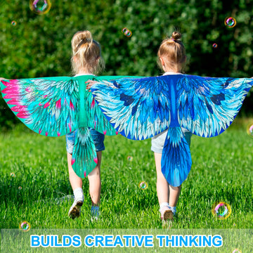 Irolewin Bird-Wings-Costume For Kids And Headband, Eagle-Parrot Dress-Up-Wings For Girls Boys Halloween-Party Favors (Blue)