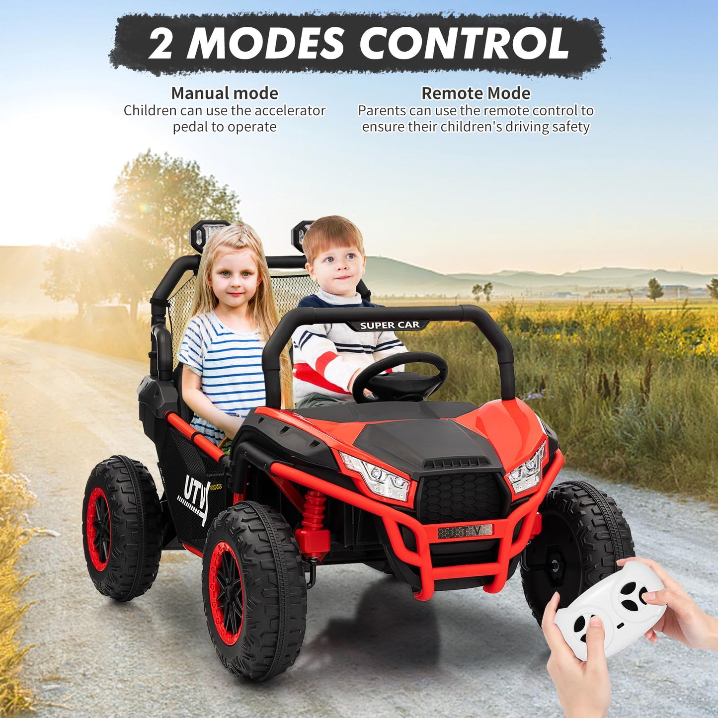 24V 2-Seater Kids Utv With Parent Remote Control | All-Terrain Electric Ride-On Car For Ages 3+