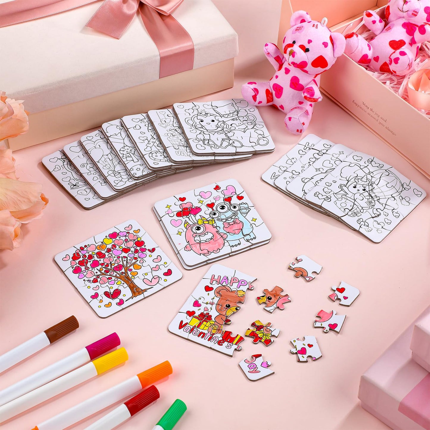 Realspring 24 Pack Color Your Own Jigsaw Puzzles For Kids Coloring Puzzles Diy Paper Jigsaw Party Favors Gifts Exchange Classroo