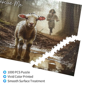 Christian Jigsaw Puzzle For Adults 1000 Pieces Vintage Sheep Jesus Religious Puzzles Scripture Bible Inspirational Wooden Puzzle