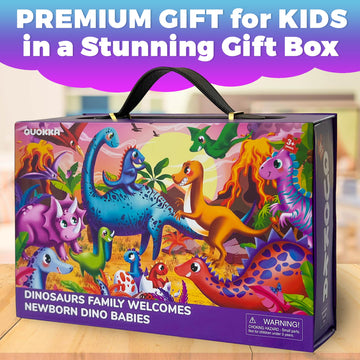 Quokka Giant Floor Puzzles For Kids Ages 4-6 - 2X3 Feet Extra-Thick 48 Pieces Toddler Puzzle Ages 3-5 – Dinos Educational Activity For Boys Girls – Premium Box With Sturdy Handle & Magnetic Closure