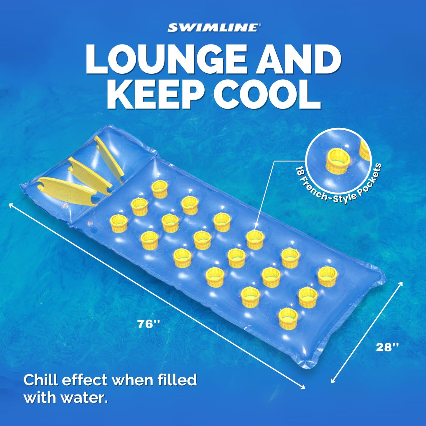 Swimline 9035 Inflatable Pool Mattress with 18 Air Pockets( Colors May Vary) , Blue