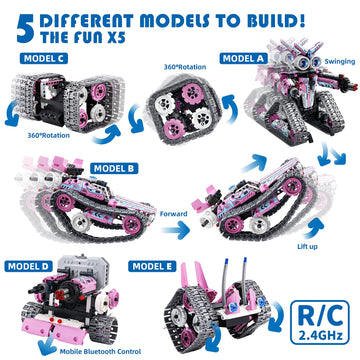 Amy&Benton Girls Remote Control Robot Building Kit Stem Pink Robot Kit With App For 7 8 9 10 11 12 Year Old Girls Birthday Gifts