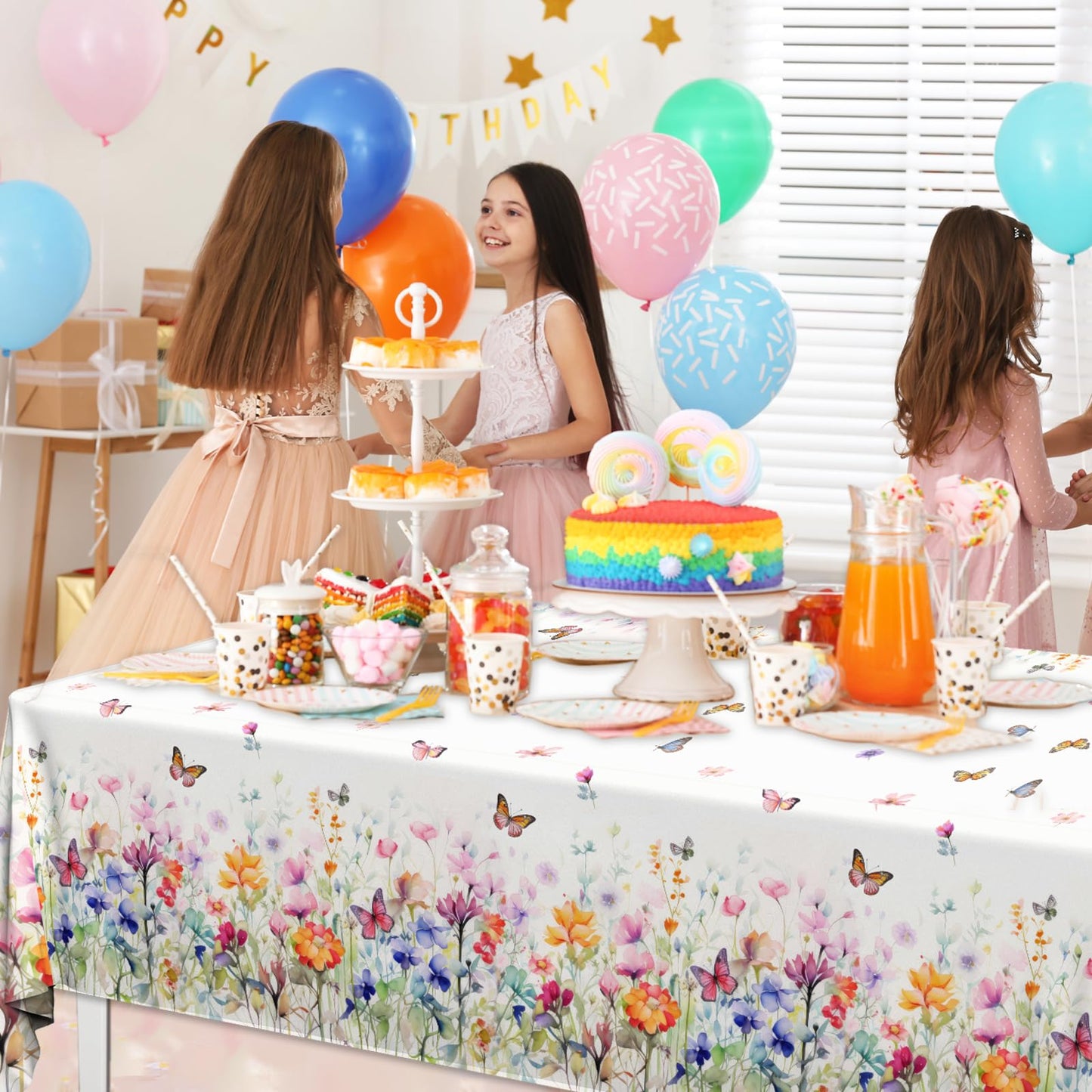 Hakoti Wildflower Baby Shower Decorations - 3Pcs Wildflower Tablecloth Wildflower Baby In Bloom Party Tablecloth Floral Theme Su
