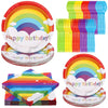 Spiareal Pcs Rainbow Party Supplies Include 7 Inch Rainbow Party Plates 9 Inch Party Plates Napkins Tableware Forks Spoons for 2