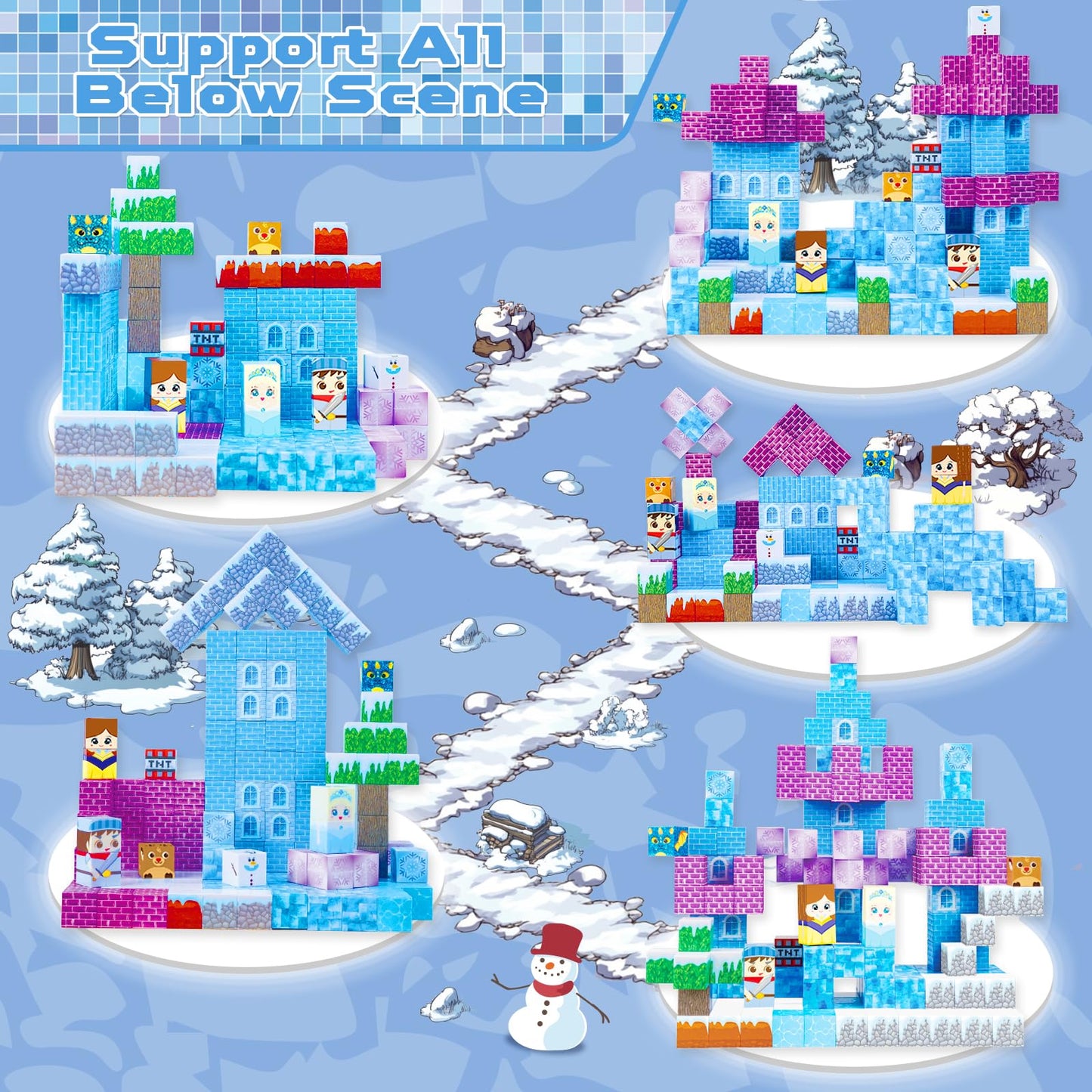 Graceduck Magnetic Blocks - 150Pcs Magnetic Blocks Build Frozen Castle - Magnetic Toys For Montessori Toddler Christmas Birthday Gifts - Stem Sensory Toys For 3 4 5 6 7 8 9 10 Year Old Girls