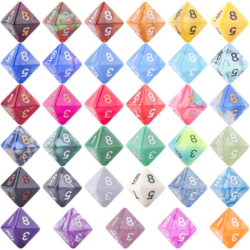 AUSTOR 35 Pieces Polyhedral Dice 8 Sided Game Dice Set Mixed Color D8 Dice Assortment with a Black Velvet Storage Bag for DND RP