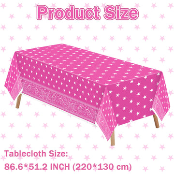 K1Tpde Pink Bandana Plastic 3Pcs Tablecloths, 87X51 Inches/ 9.8X7.2 Feet, Western Party & Cholo Theme Decorations, Pleated Corner Style, All-Season