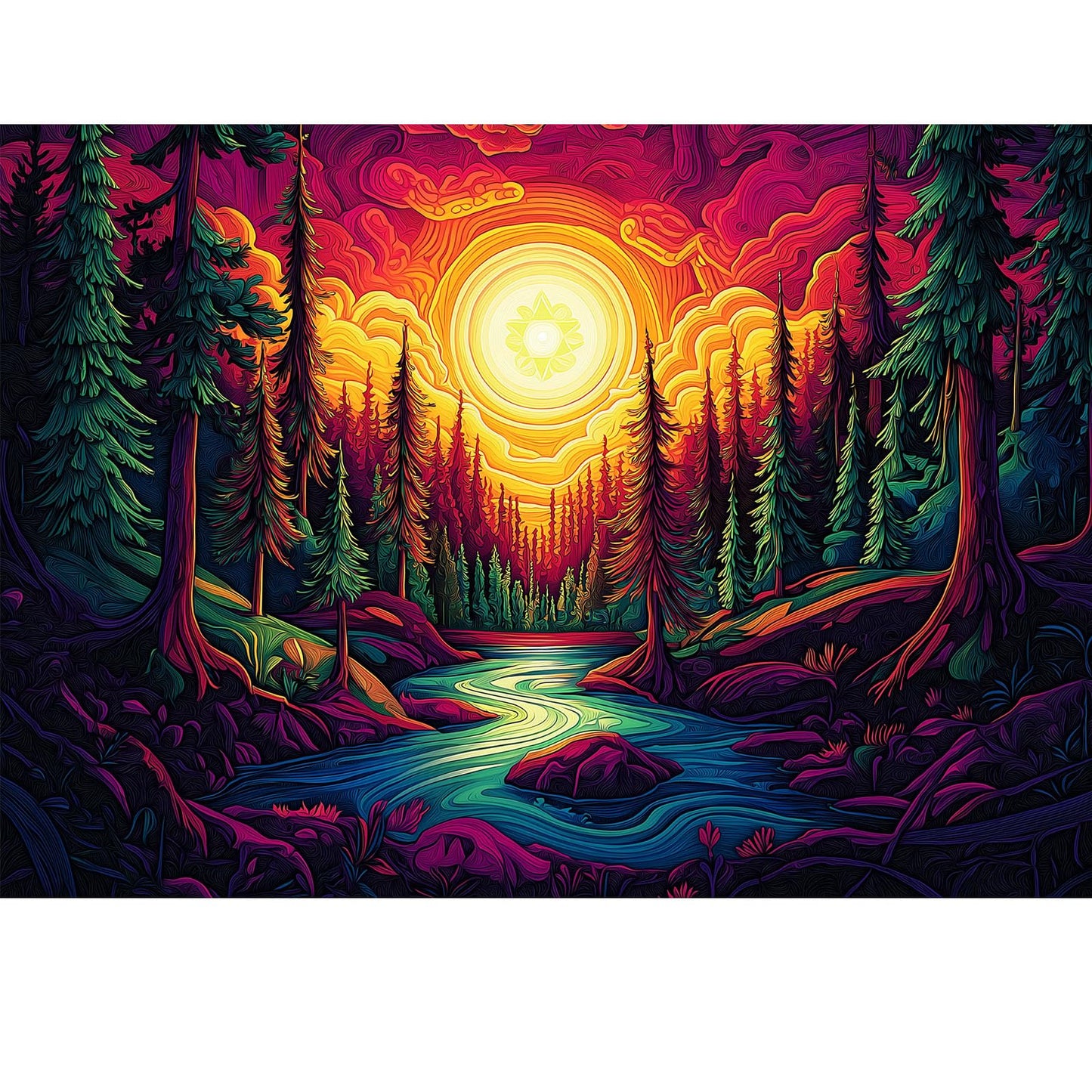 Forest Landscape Jigsaw Puzzles For Adults 1000 Pieces Sunset Scene River Tree Puzzle Challenging Difficult Puzzles Nature Art F
