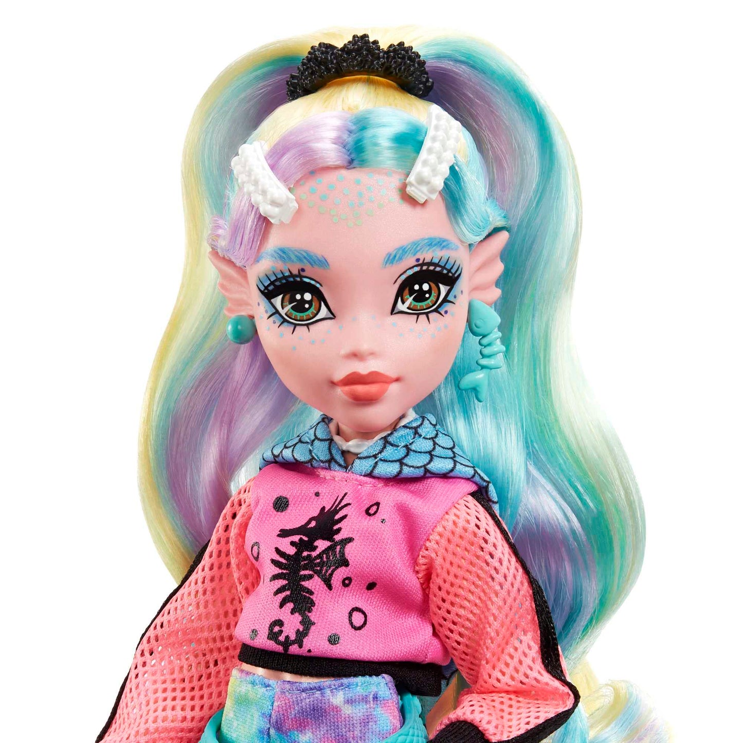 Monster High Doll, Lagoona Blue With Colorful Streaked Hair In Signature Look With Fashion Accessories & Pet Piranha Neptuna
