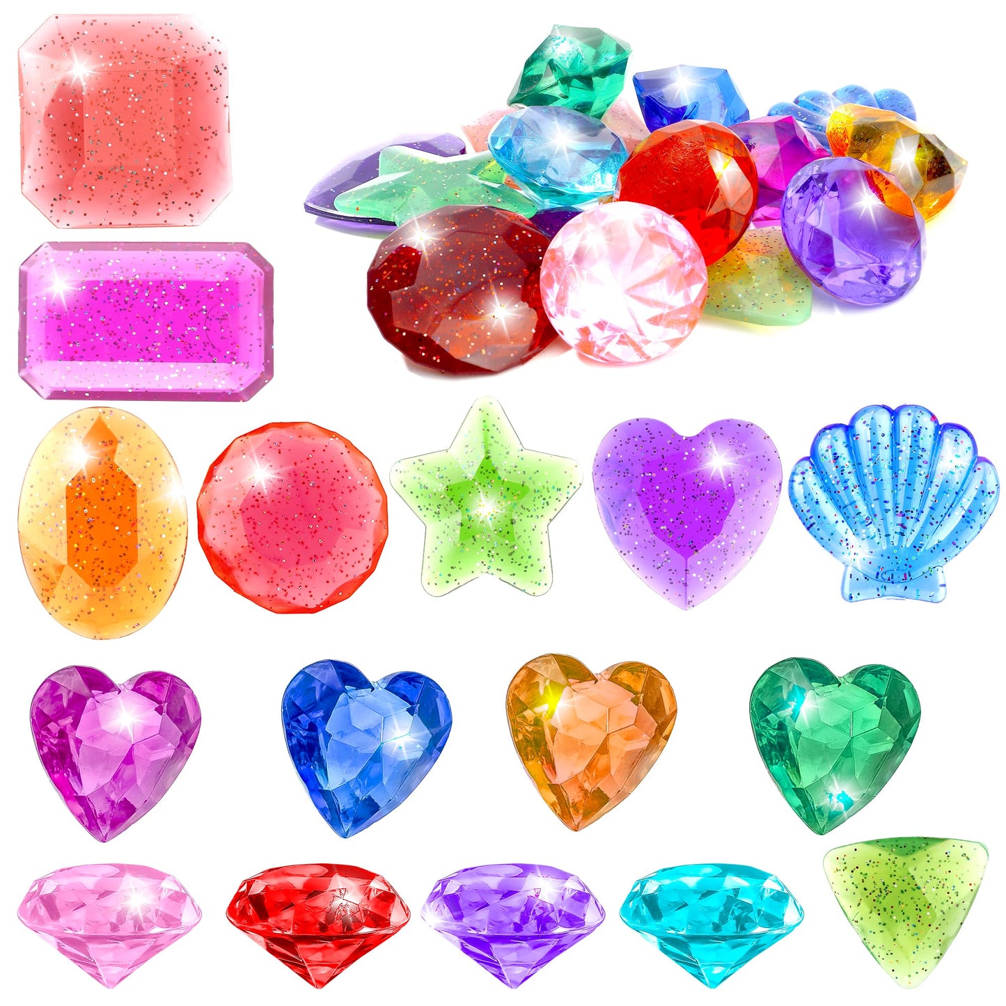16 Pcs Diving Gems Pool Toys, Large Diamond Gem Pool Toys For Kids Ages 4-8-12, Colorful Pool Diving Toys, Swimming Gems Toys, U