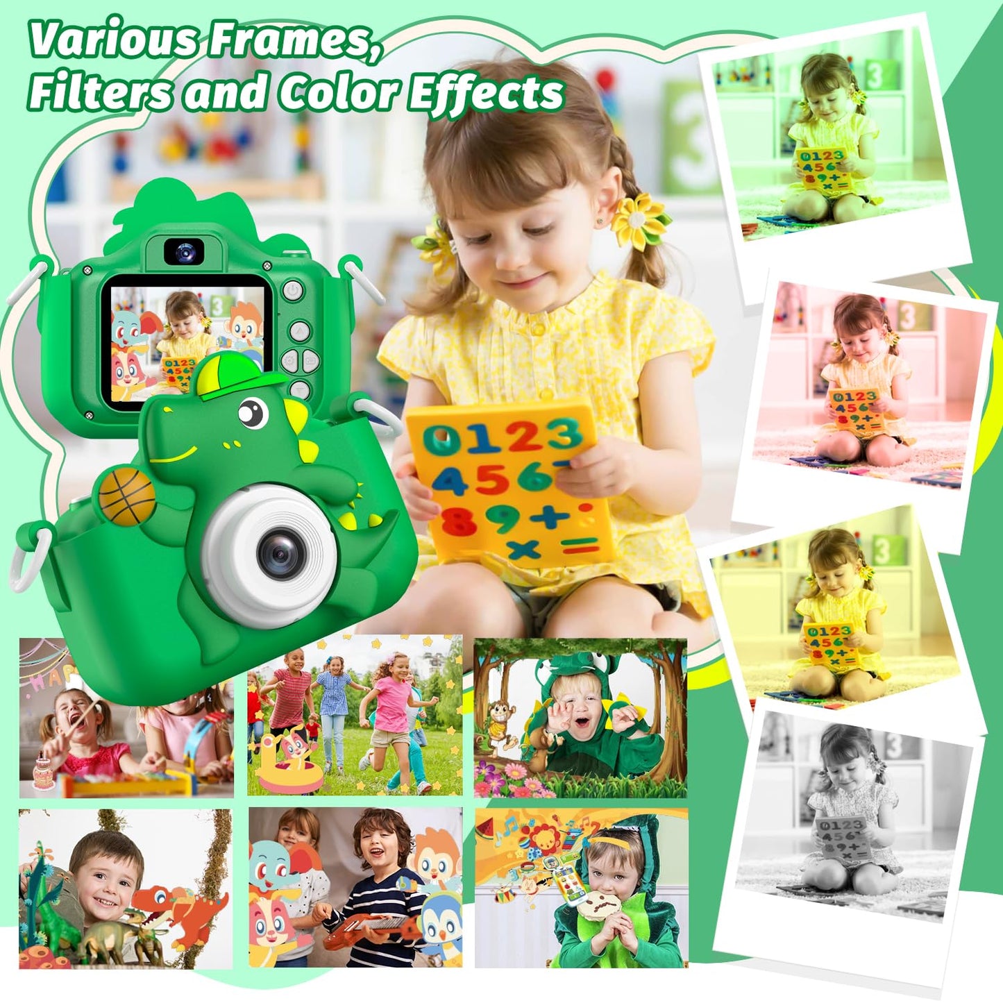 Kids Camera Toy, Masterbee Dinosaur Toys Camera For Kids Age 3-12, Christmas/Birthday Gifts For Boys And Girls, 1080P Hd Kids Di