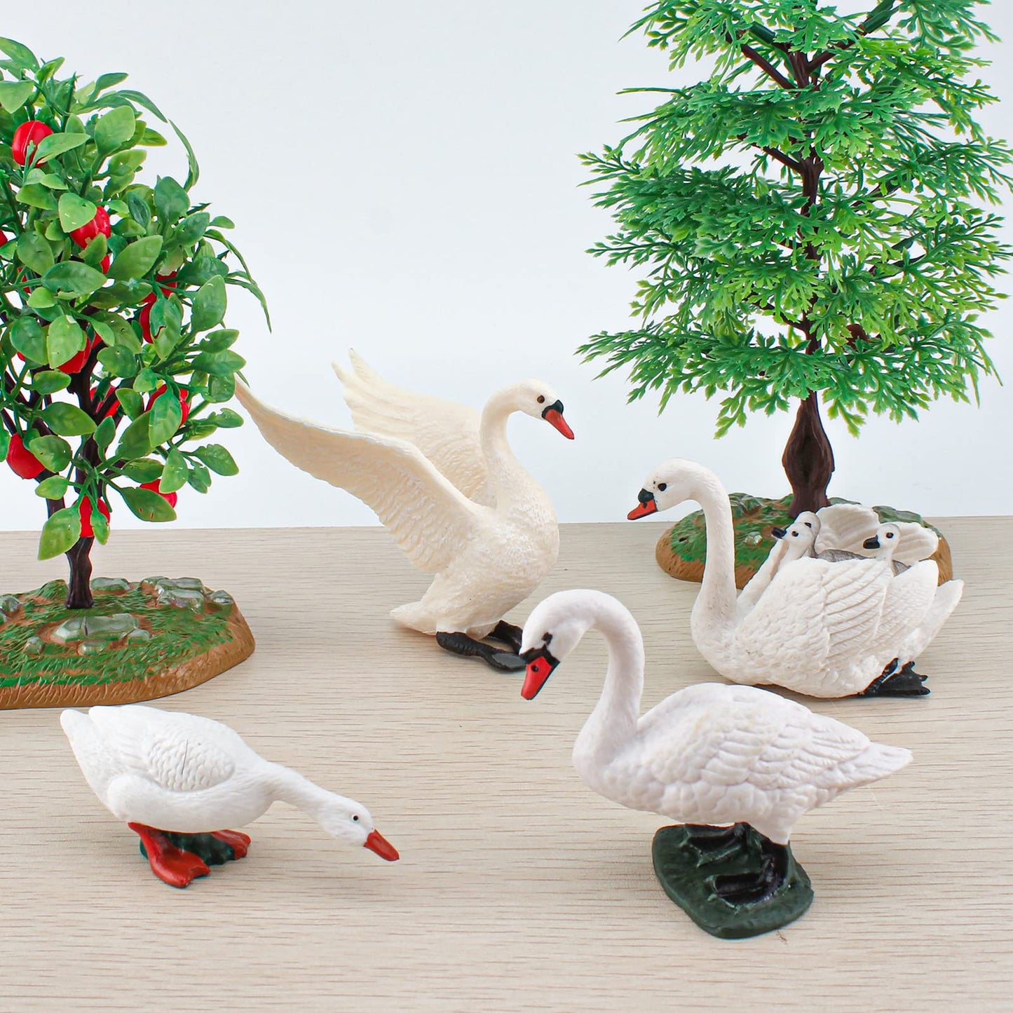 Lc Joycre 4Pcs White Swan Figurine Goose Toy Swan Toy Animal Figure For Toddlers Preschool Animals Figures Eduactional Project D
