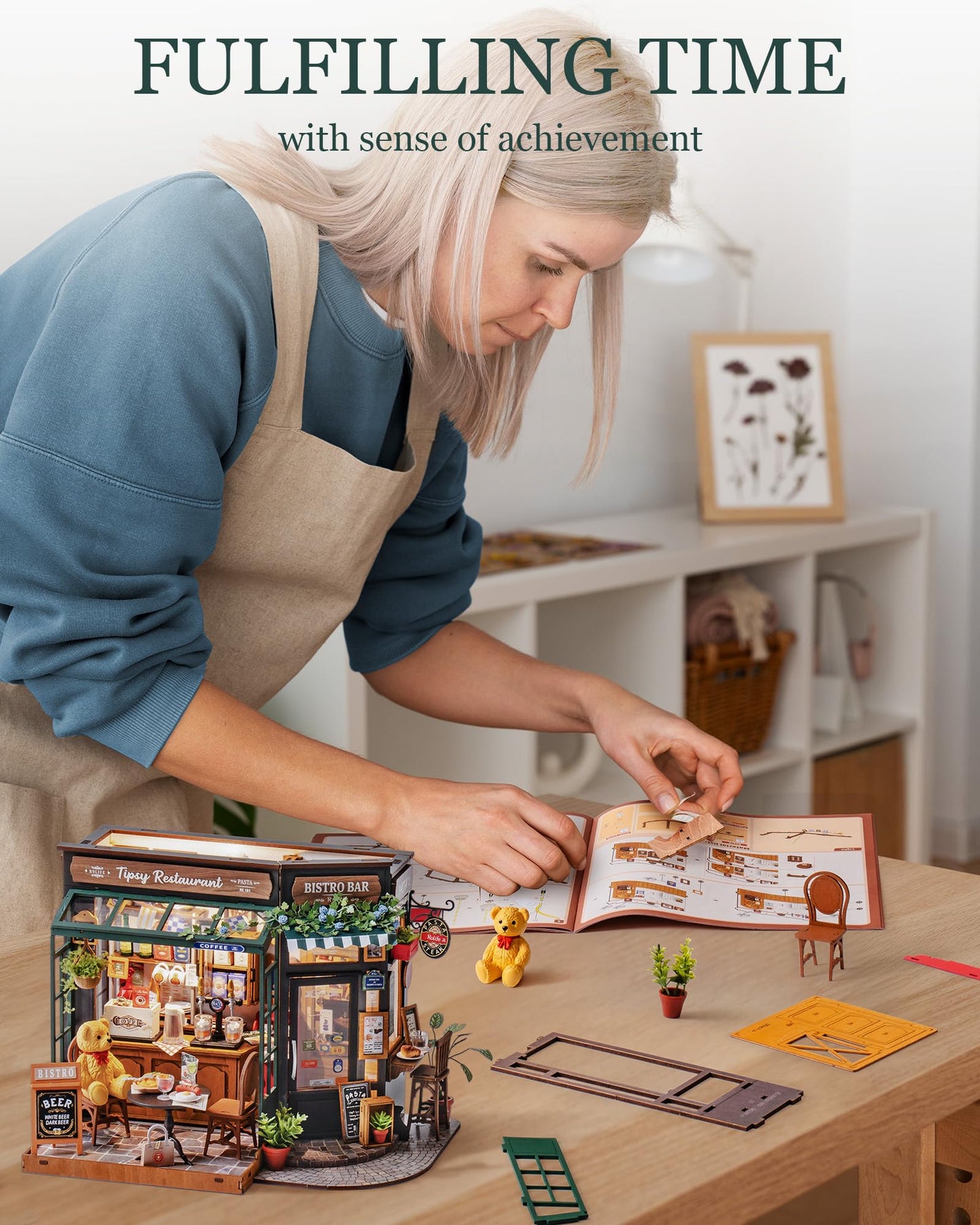 Robotime Diy Tiny House Kit, Miniature House Kit For Adults To Build, Mini House Kit With Furniture, Halloween/Christmas/Birthda