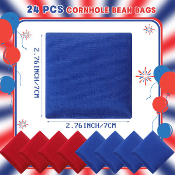 Sotiff 24 Pcs Bean Bags Mini Nylon Cornhole Bean Bags for Kids Tossing Fun Sports Outdoor Family Games Carnival Toy Patriotic Small Beanbag Hand Toss Party Game Supplies for Kid mature-themed(Blue Red)