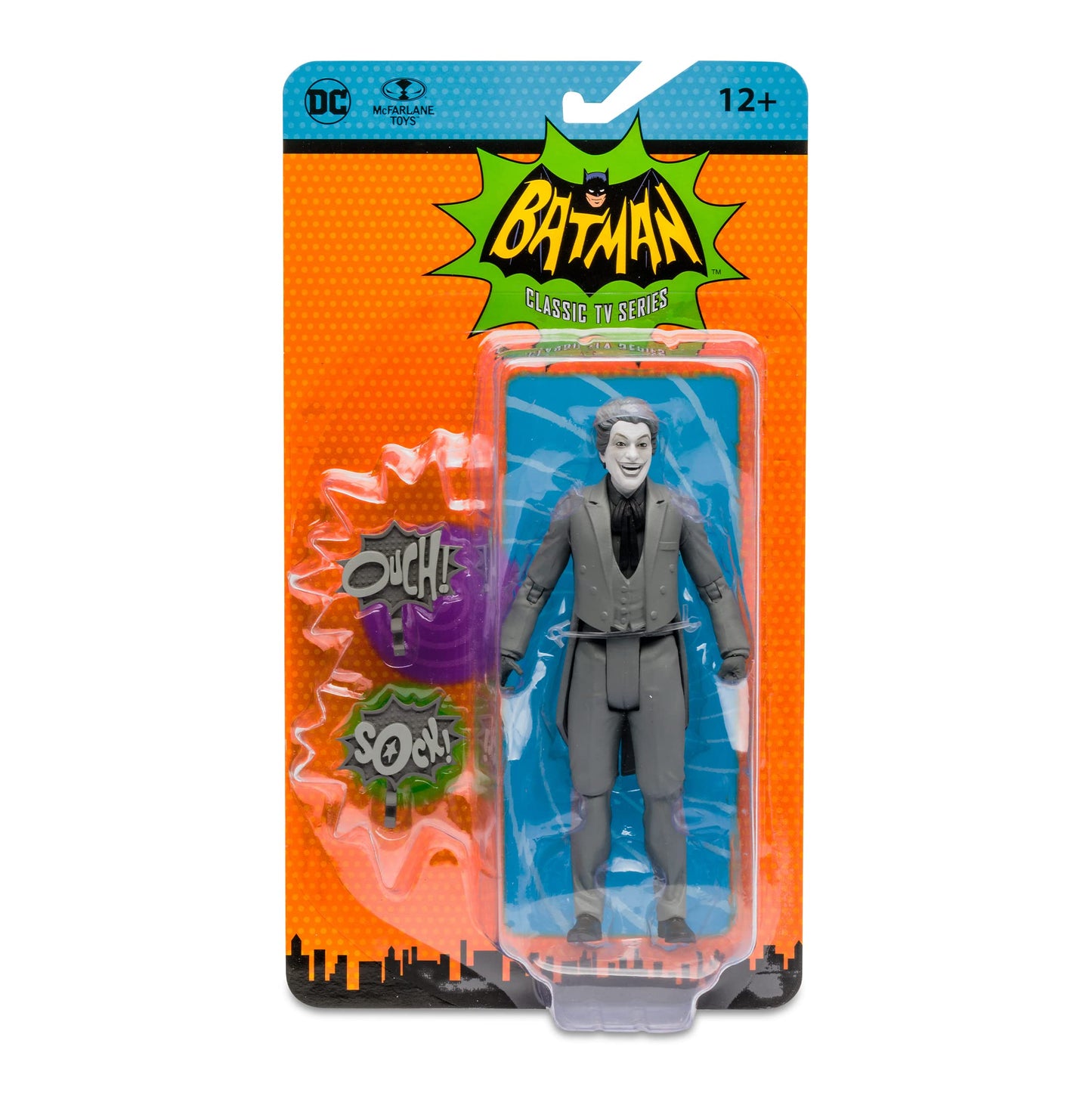 Mcfarlane Toys, Dc Multiverse, 5-Inch Dc Retro The Joker (Black And White) Action Figure With Action Word Bubbles, Collectible Dc Retro 1960'S Tv Figure – Ages 12+