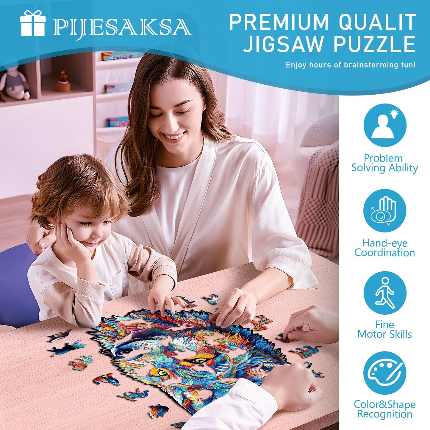 Wooden Puzzles For Adults - Advanced Brave Wolf Wooden Puzzle Unique Shape Wooden Puzzles Jigsaw For Adults, Wood Puzzles Adult,