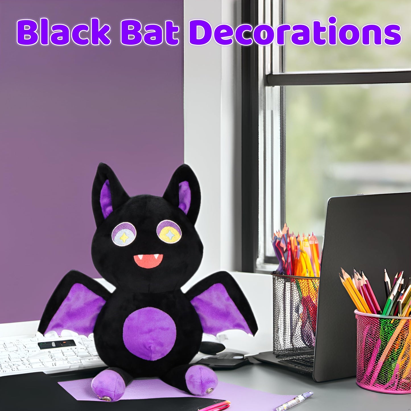 Emoin Cute Bat Plush 11Inch Bat Stuffed Animal Toys Soft Hugging Bat Plush Doll Flying Black Bat Plushie Baby Toy Black Decor
