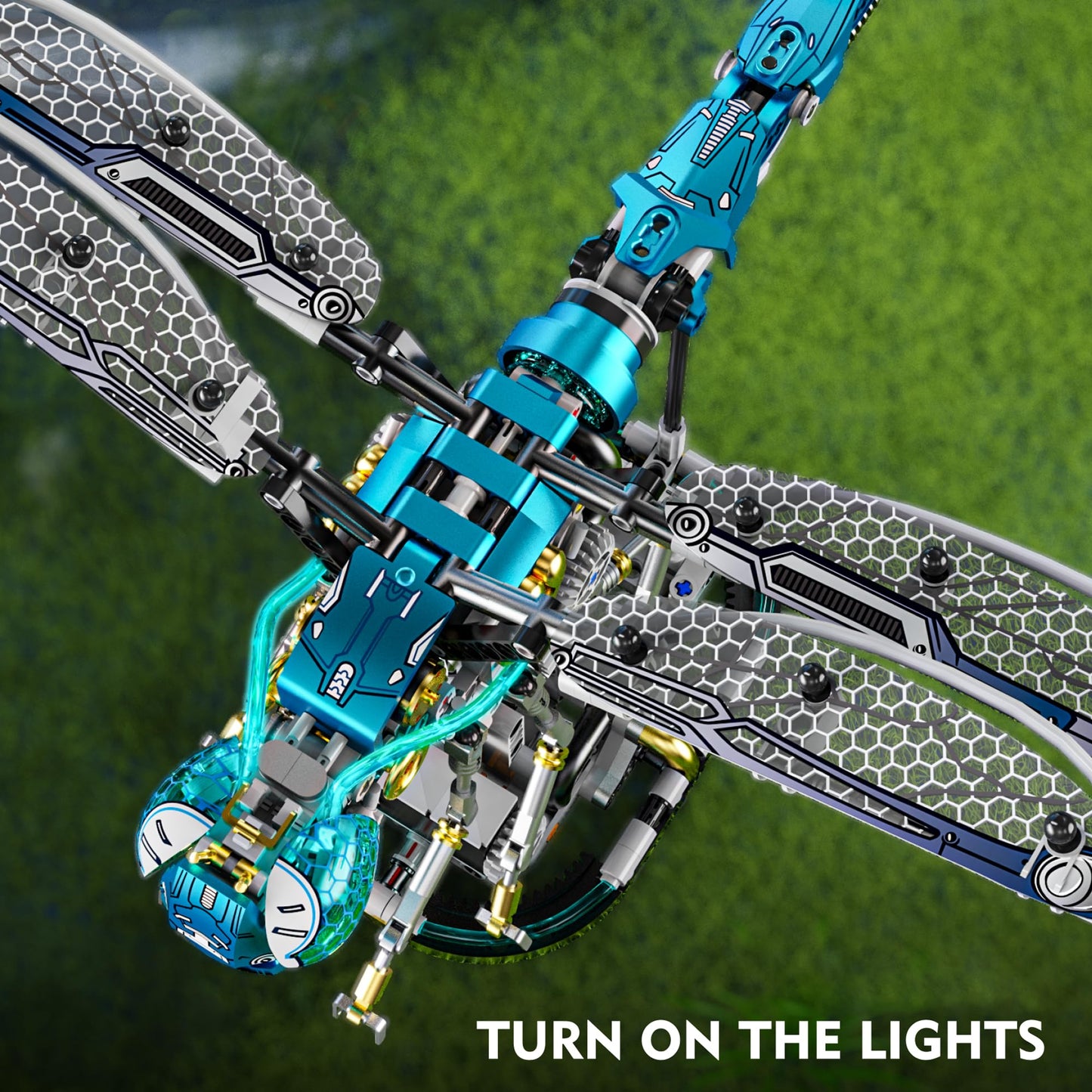 Loyratche Mechanical Dragonfly Building Blocks for mature-themeds Insect Animal World Model with LED Light & Display Stand Educational STEM Toys for mature-themed Home or Office D?cor (866PCS)
