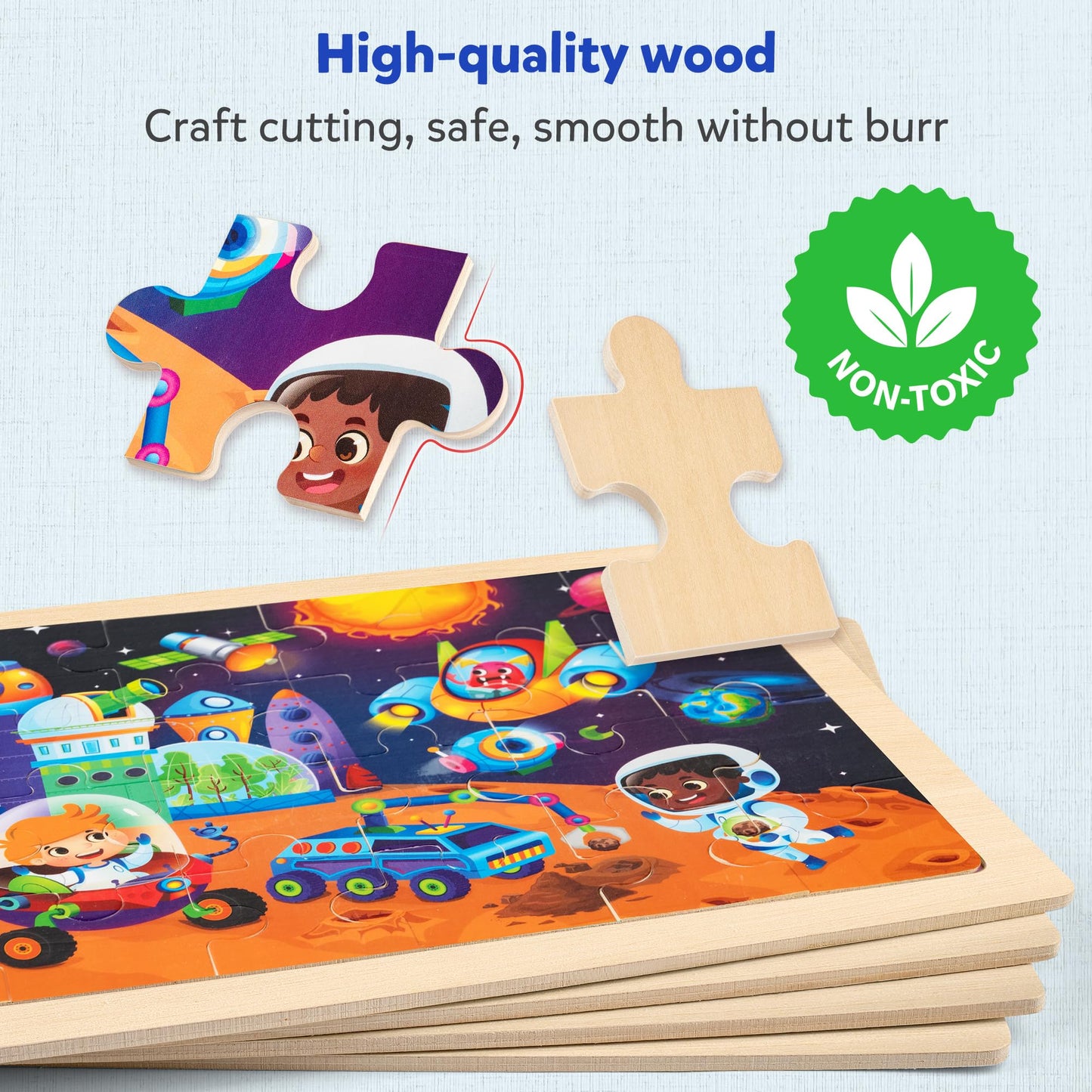Synarry Large Space Planets Solar System Wooden Puzzles For Kids Gift Box(12.2*9.4 In) - Fsc Certified, Puzzles For Toddlers 3-5, Puzzles For Kids Ages 4-6, Wood Toys Gifts For 3 4 5 Year Old Boy Girl