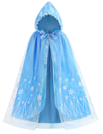 Purfeel Girls Cape For Elsa Dress Up Kids Hooded Cloak Costume Blue 2-3Years