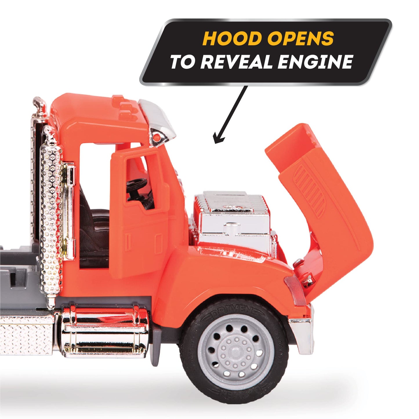 Driven by Battat - Micro 1:24 Scale - Dump Truck Toy - Construction Car Toy with Lights, Sounds & Movable Parts - Gift for Boys