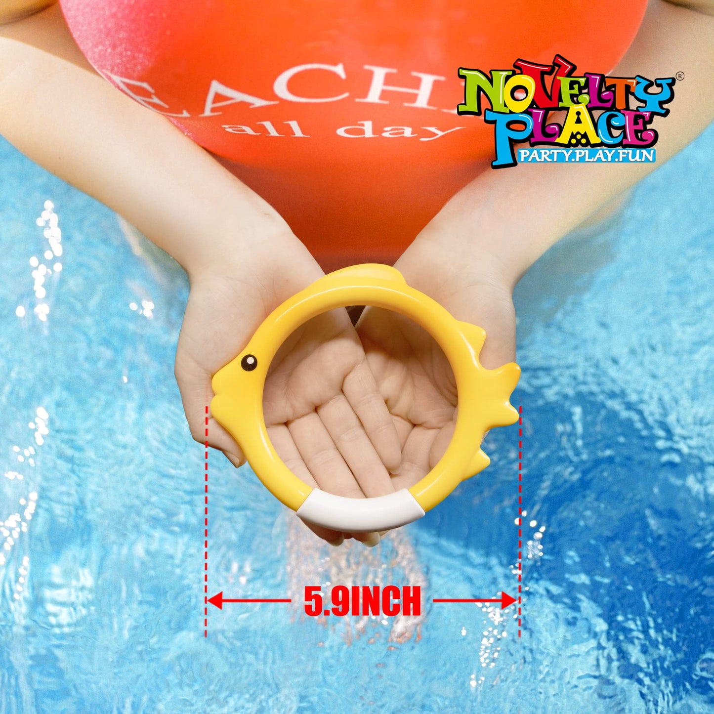 Novelty Place 4Pcs Diving Ring Set - Throw, Dive & Retrieve Toys, Underwater Swimming Pool Play Accessories - Fish Shape Dive Rings For Kids Adult And Family - Perfect For Swimming Training And Fun