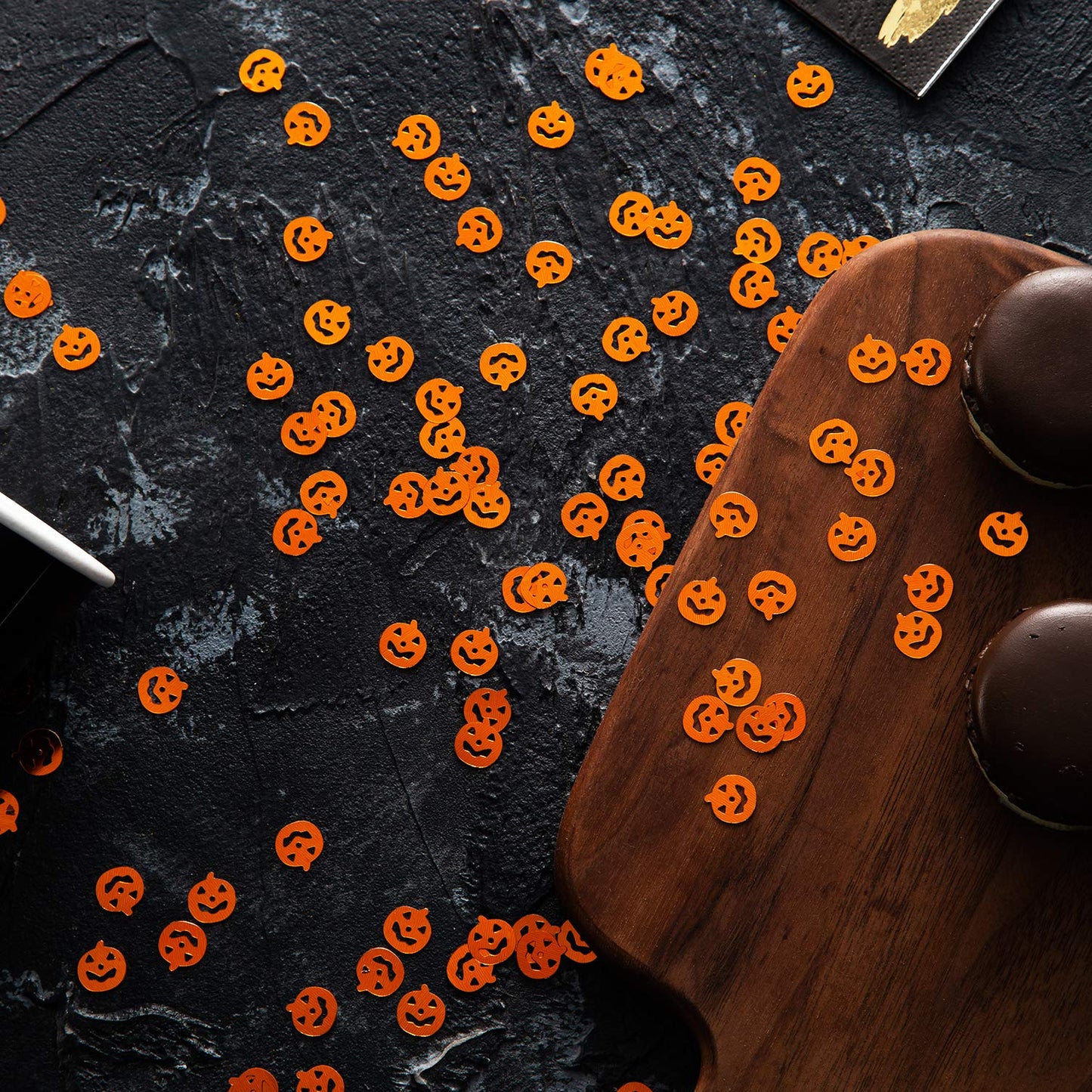 EMAAN Halloween Confetti Pumpkin Sequins, Small Orange PVC Table Sprinkle, Model EM-Confetti-pumpkin