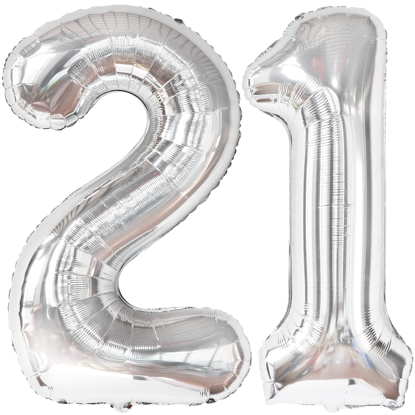 Katchon, Big Silver 21 Balloon Number - 40 Inch | Silver 21 Number Balloons For 21St Birthday Decorations | 21 Birthday Balloons, 21St Birthday Decorations For Her | Finally 21 Birthday Decorations
