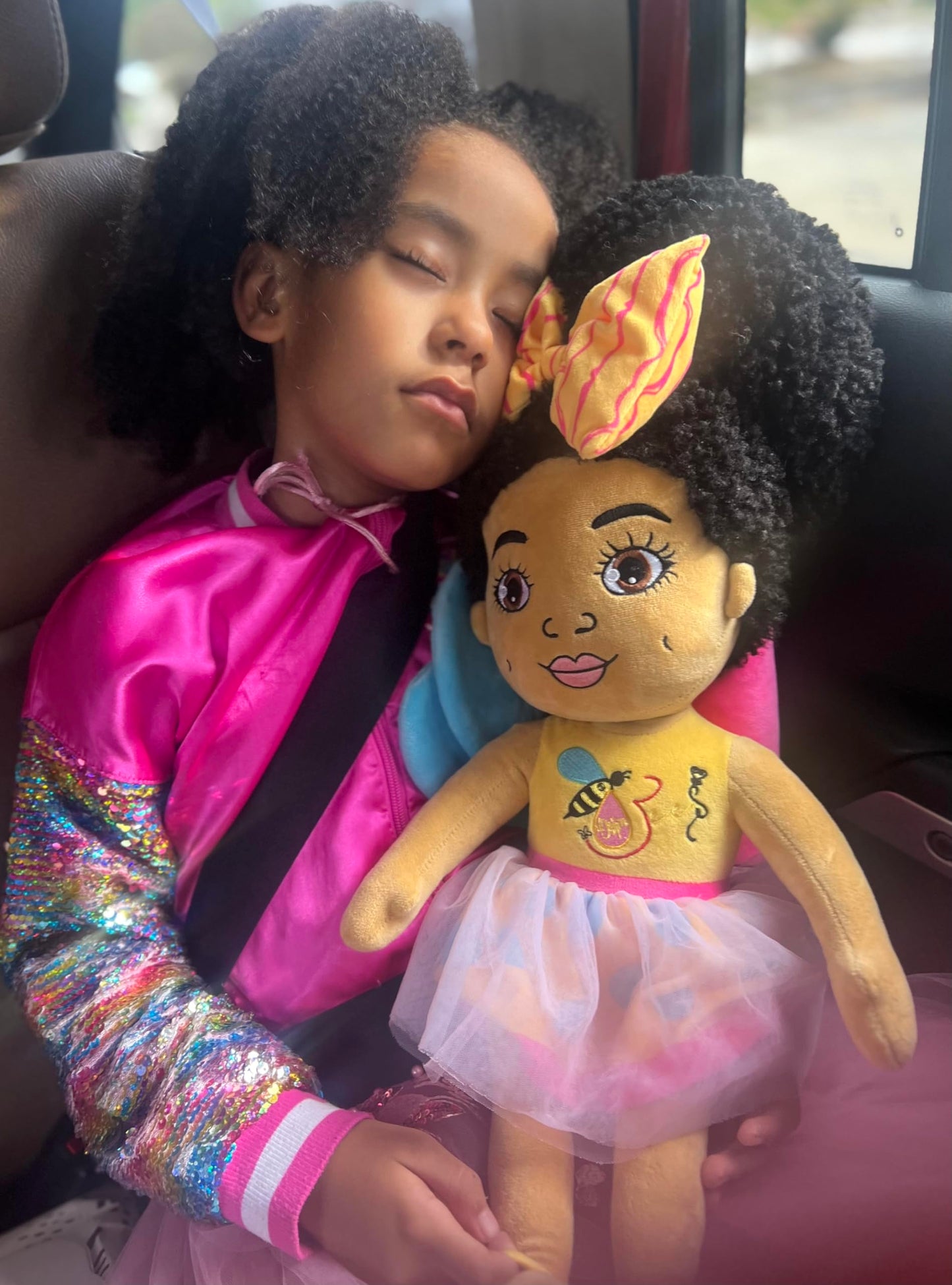 Orijin Bees Cuddle Bees Plush Dolls - Luna, 24 Inches, Soft, Durable, Ages 2+, Black Doll, Biracial Doll, First Doll, Cartoon Do
