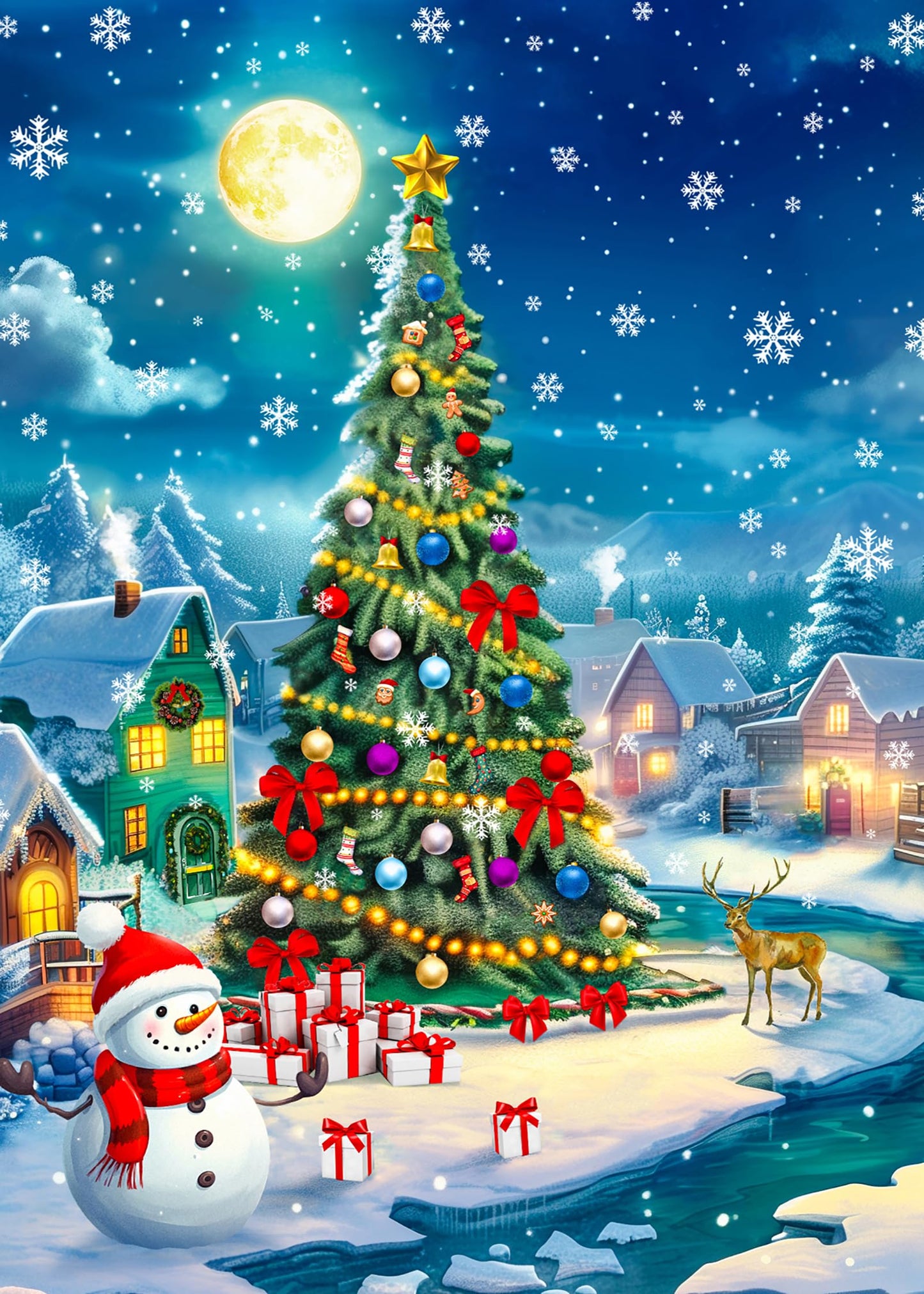 1000 Piece Puzzle For Adults Christmas Snowscape Christmas Puzzle, Snowing Village Scene Christmas Puzzles 1000 Pieces, Christmas Puzzles For Adults Christmas Jigsaw Puzzle Christmas Vacation Puzzle
