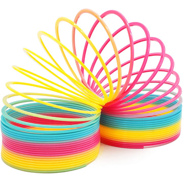 The Dreidel Company Jumbo Rainbow Plastic Coil Spring, Party Favor For Kids, Individually Wrapped, 7'' (175Mm) Spring (12-Pack)