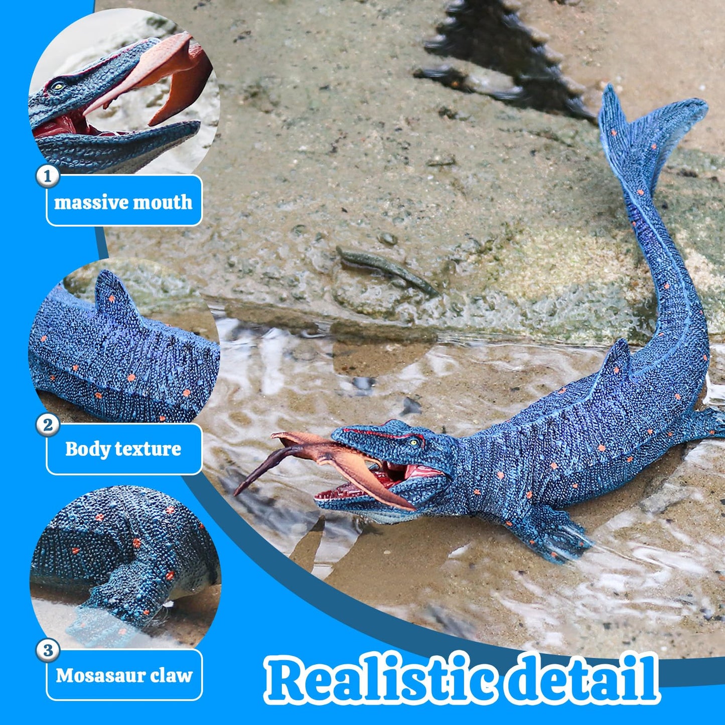 Eoivsh Large Mosasaurus Toy, Top Ocean Pretector Giant Mosasaurus Biting A Pterosaur, Prehistoric Sea Monster Dinosaur Toy Figure For Collectors, Decoration, Gift