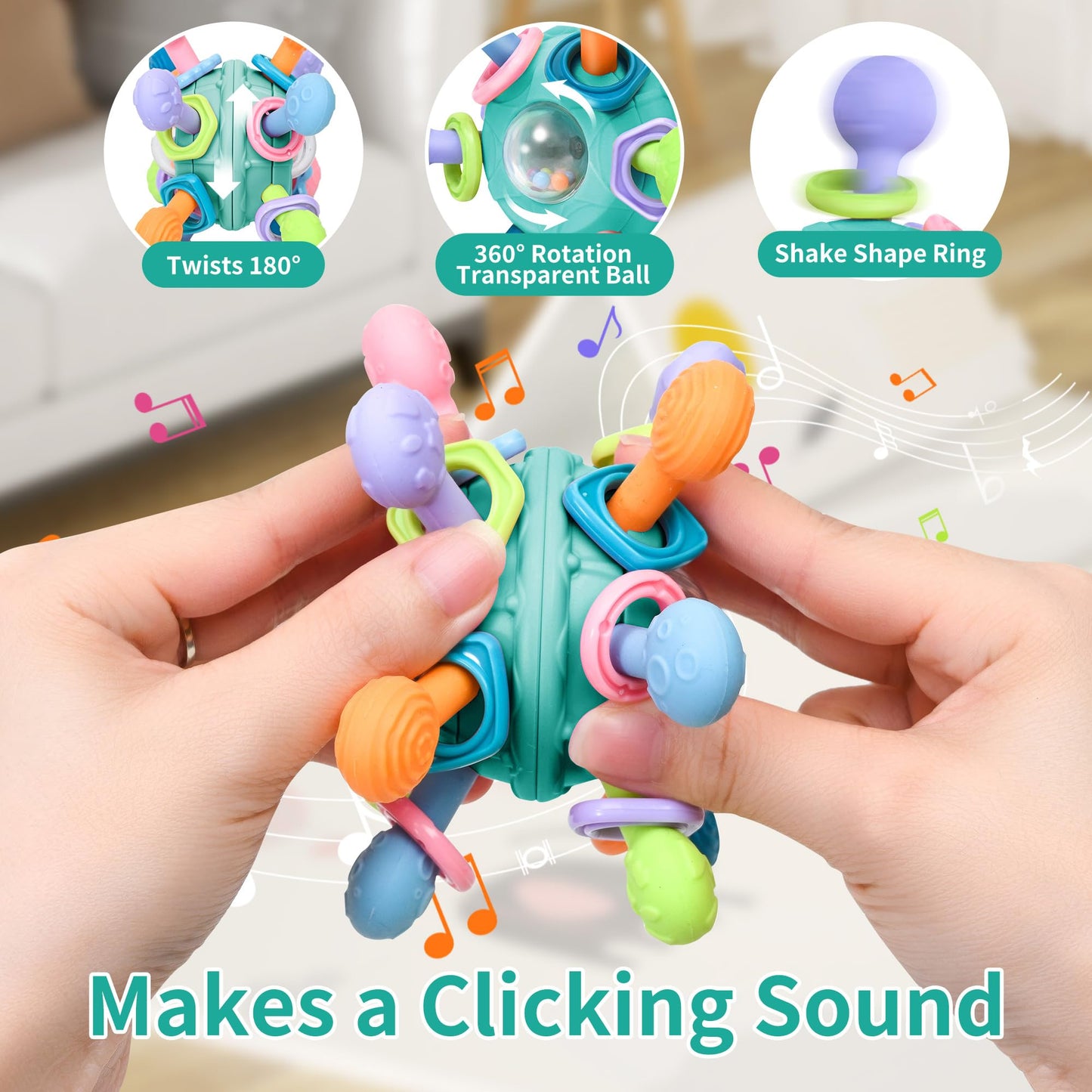 Baby Montessori Teething Toys For 0-6 6-12 Months Bpa Free Sensory Toys For Babies 0 3 6 9 12 18 Months Newborn Infant Learning