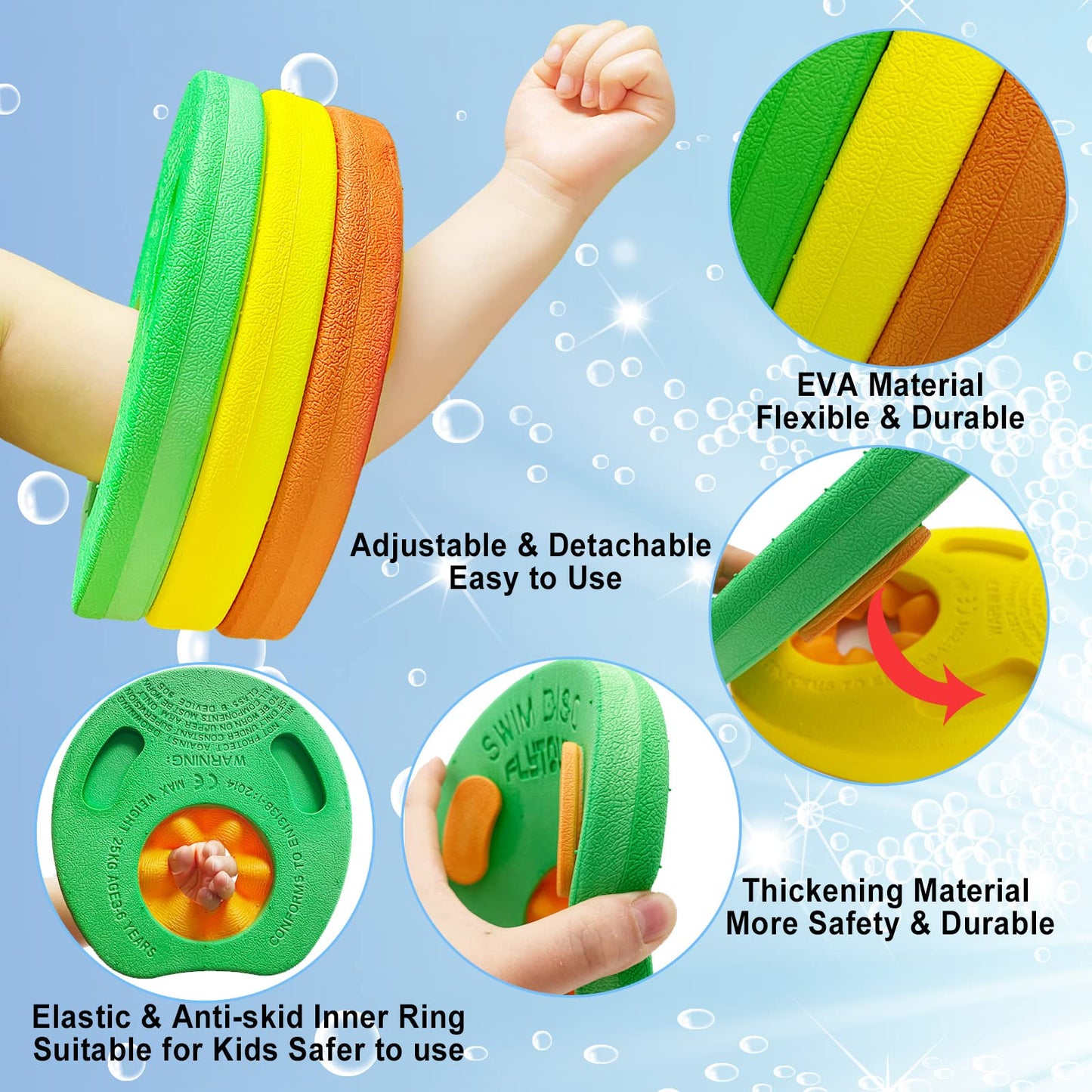 Kids Swimming Armbands Arm Float Discs For Pool, Eva Foam Floating Sleeves, Arm Float Rings Kids Pool For Kids Swimming Beach/Po