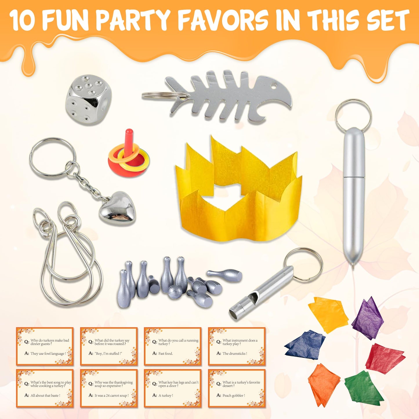 Malhaii 8 Pack Thanksgiving Cr ac k ers No Snap with Prizes for Adults Kids Fall Party Favors Decorations Thanksgiving Table Fav
