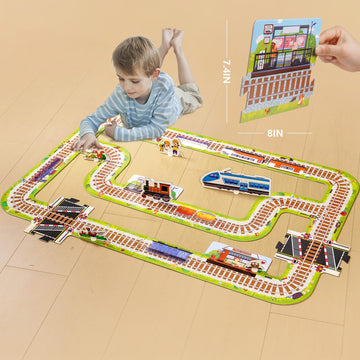 Toi Gaint Floor Puzzle For Kids Ages 3 And Up, 2X3 Feet Railway Floor Puzzles For Toddlers 3-5, Extra Large Preschool Learning J