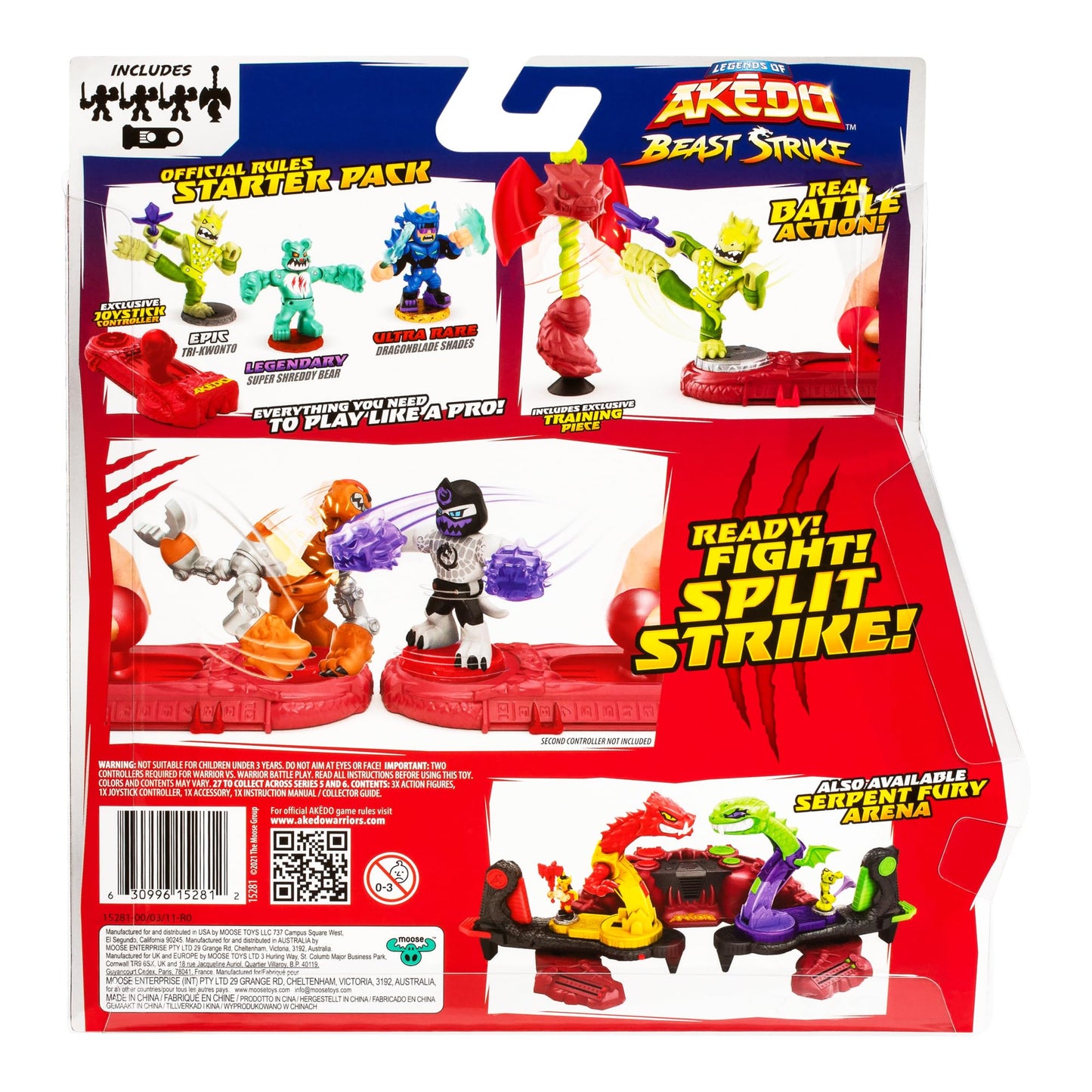 Akedo Legends of Akedo Beast Strike Starter Pack - 3 Warriors, Training Piece, Joystick Controller, Multicolor, Model 15281