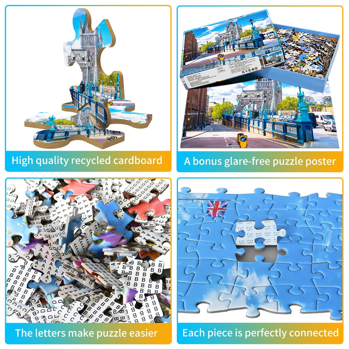 Huadada 1000 Piece Puzzles For Adults - London Street Scene, Uk-1000 Piece Jigsaw Puzzles For Adults And Kids 1000 Piece Unique Shape Best Gift For Adults And Kids(27.6'X 19.7')