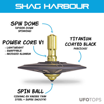 Plexity Labs Ufo Tops - Shag Harbour - Metal Spinning Top - Inspired By The 1967 Shag Harbour, Nova Scotia Ufo Incident - Titani