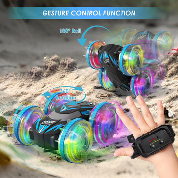 CGSGDK Beach Amphibious Remote Control Car Toys,2.4 GHz Remote Control Boat Waterproof, All Terrain RC Stunt Car with LED Lights