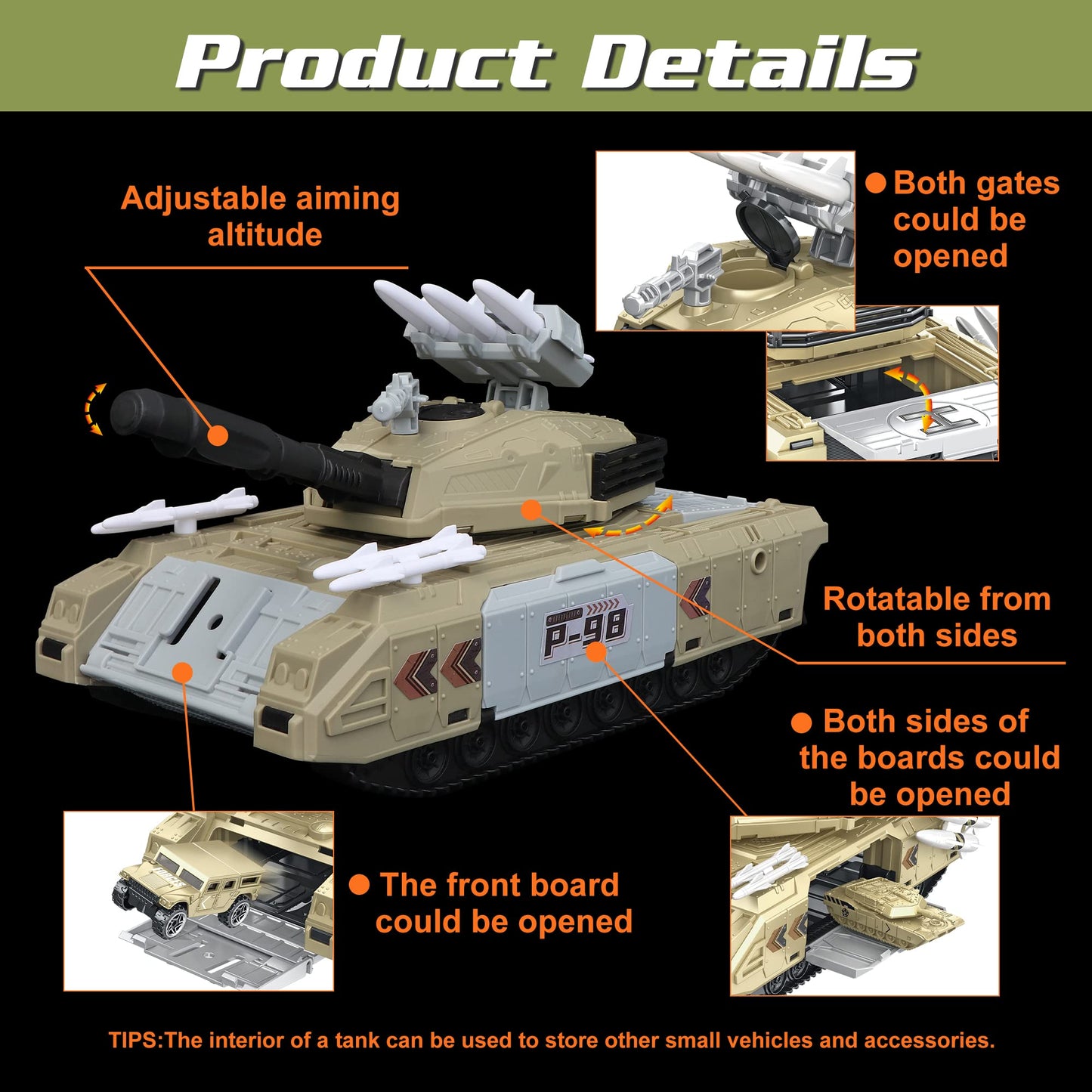 XDUOYJOY Military Tank Toy Sets, Army Toys with 7 Vehicles, Army Men Trucks Helicopter Birthday Gift for Boys Age 4-7, Easy to S