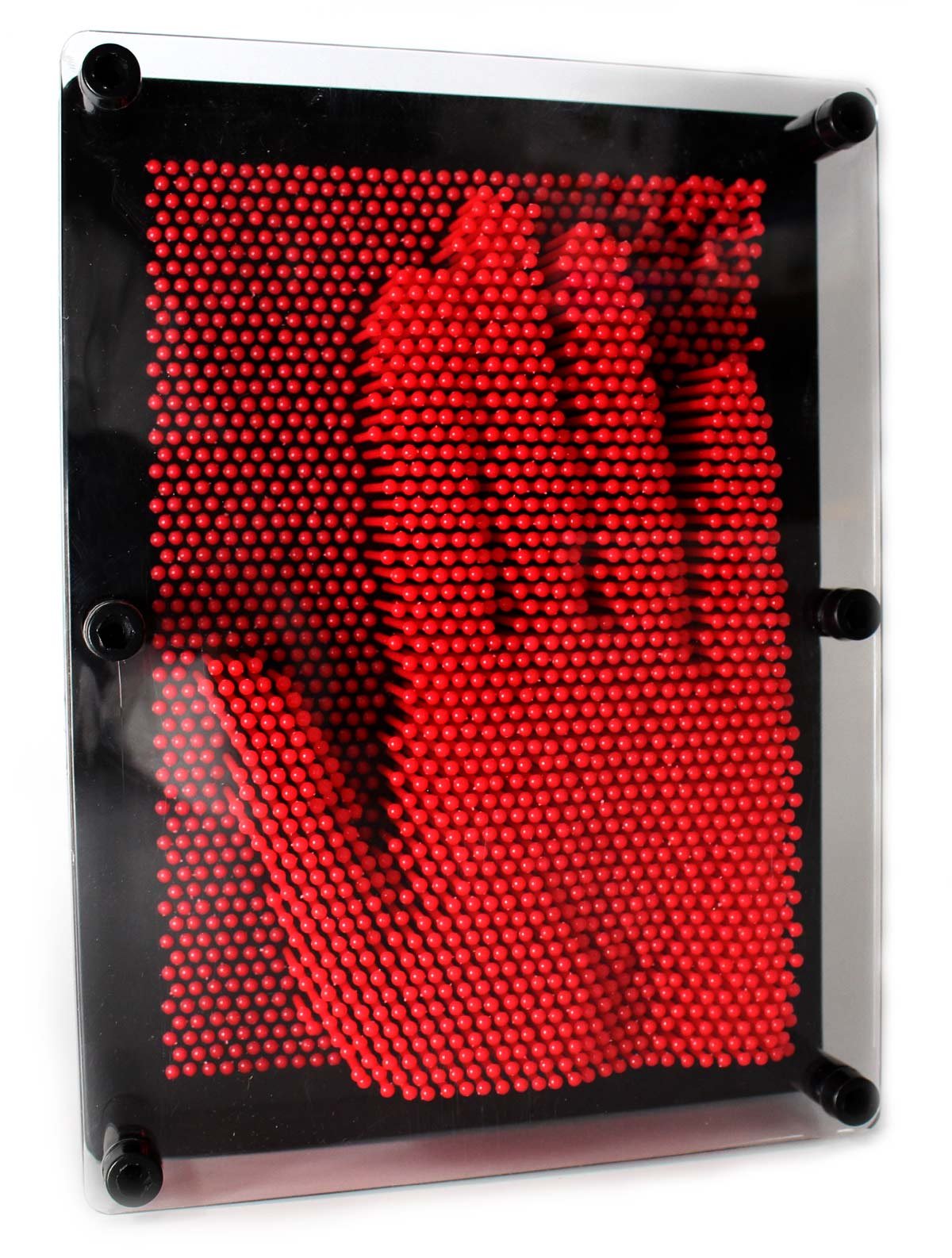 Powertrc 3D Pin Art Sculpture - Pin Impression Toy - Pin Impression Hand Mold - Great Toy For Kids (6' X 8' Red)